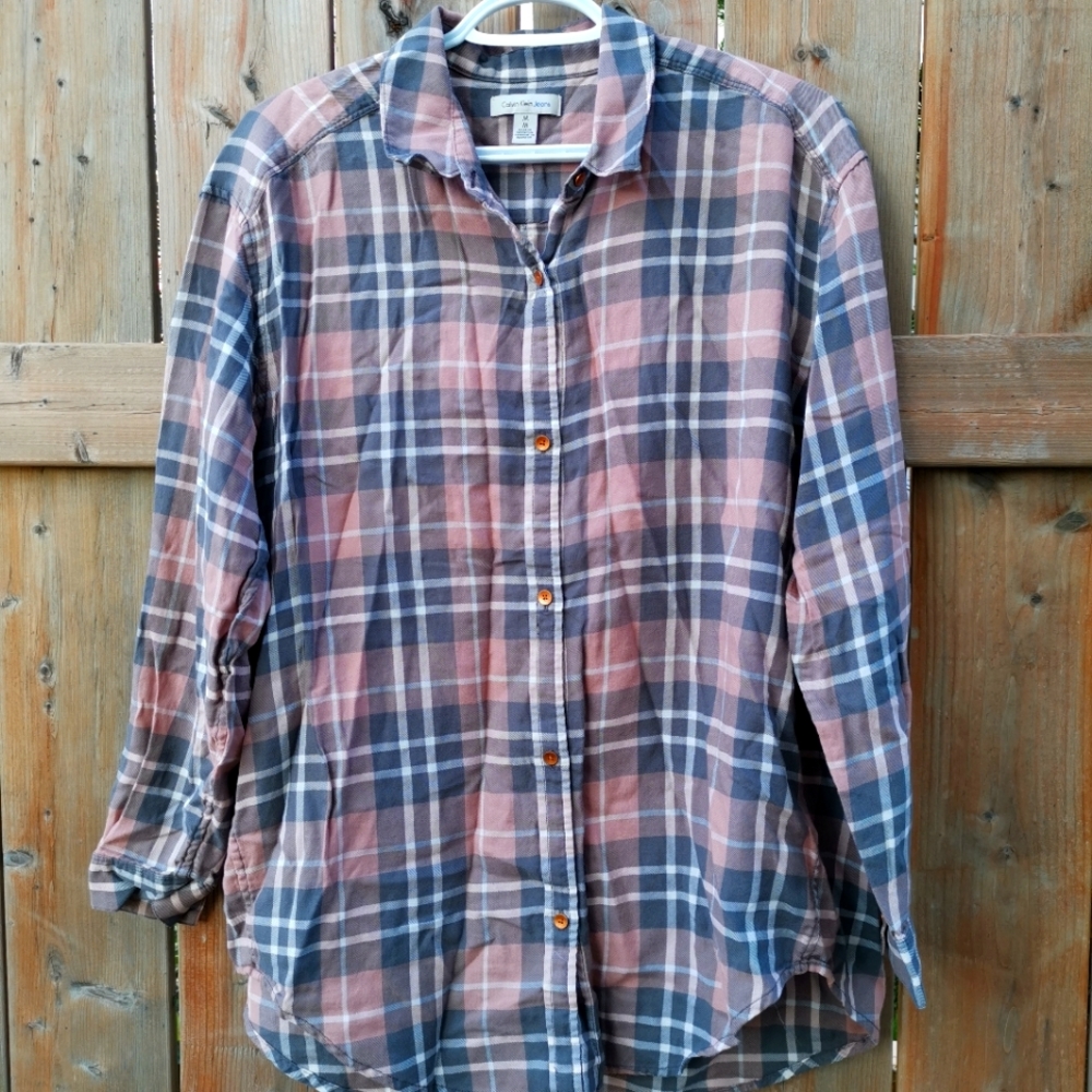 (3 for $25) Calvin Klein Jeans Plaid Women Shirt - Size M